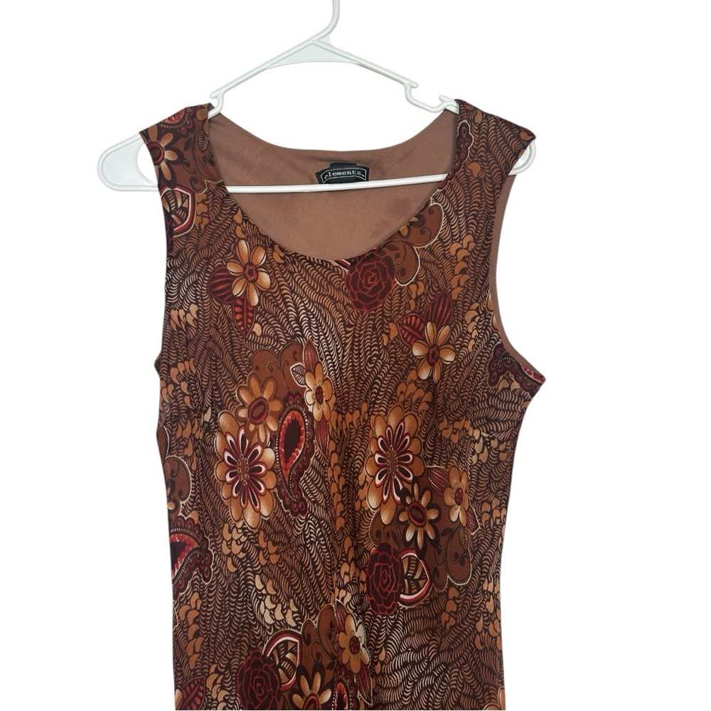 Elementz Sleeveless Maxi Dress - Large, Earthy Floral Pattern - Picture 2 of 6